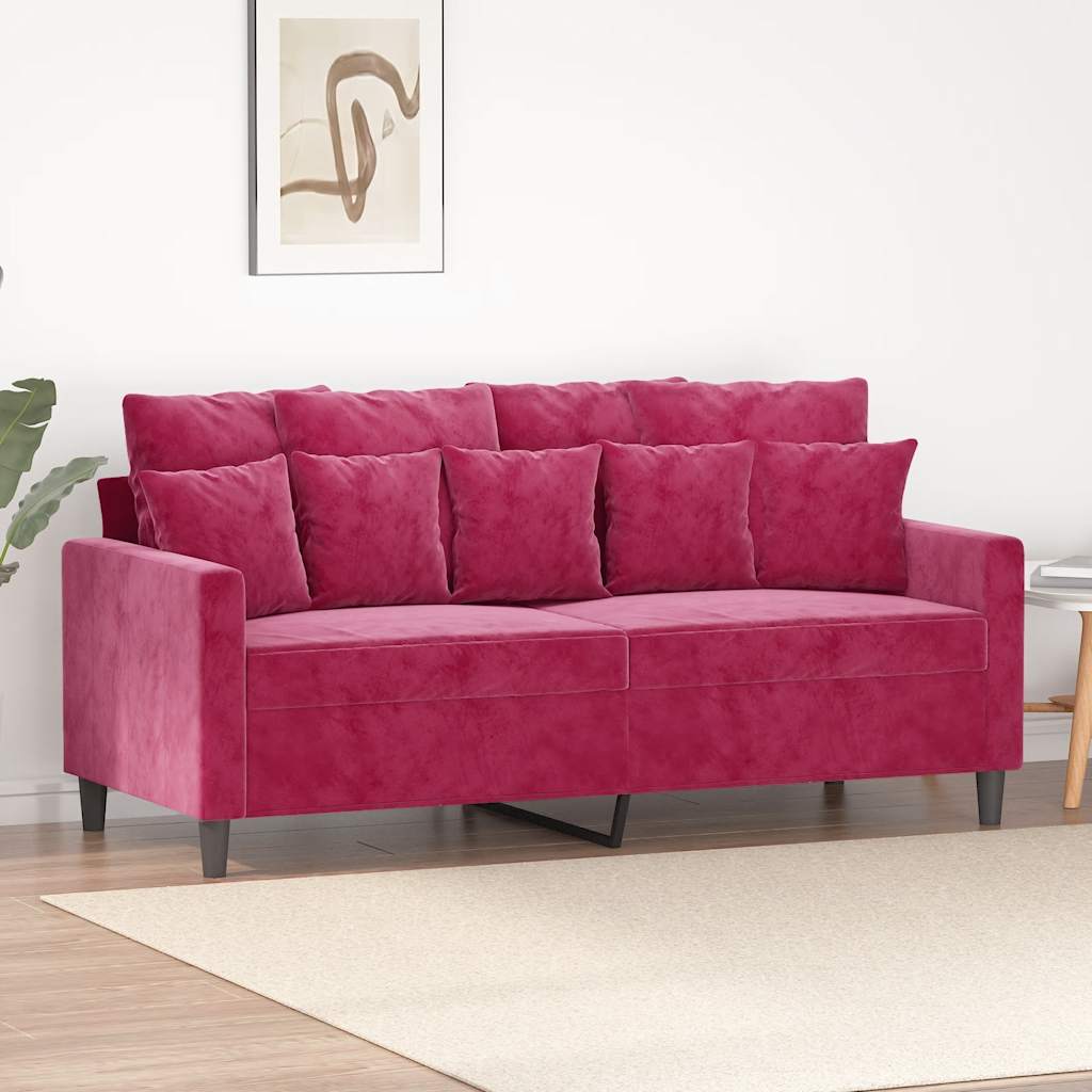 vidaXL Canapea cu 2 locuri, roșu vin, 140 cm, catifea