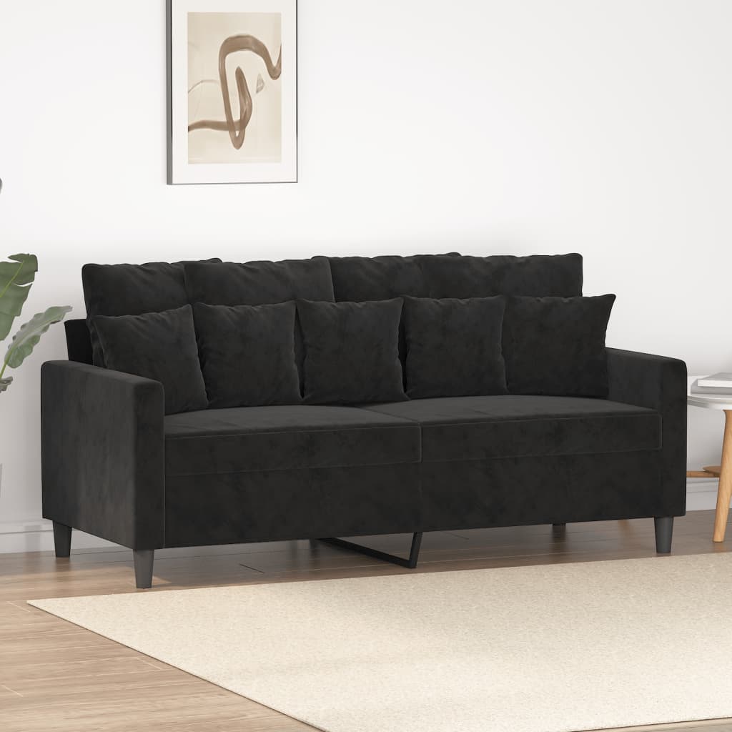 vidaXL 2-Sitzer-Sofa Schwarz 140 cm Samt