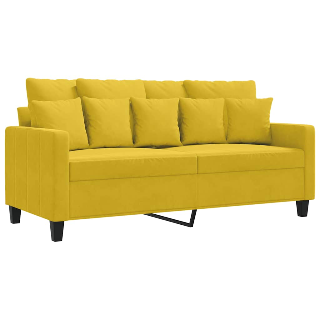vidaXL Dvivietė sofa, geltonos spalvos, 140cm, aksomas-image-8721012140356
