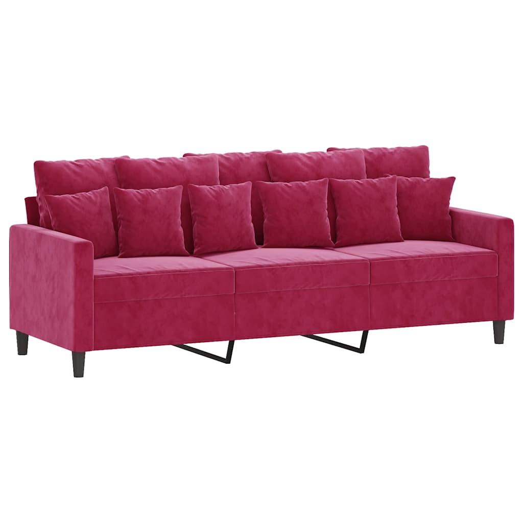 Thumbnail - vidaXL 3-Sitzer-Sofa Weinrot 180 cm Samt