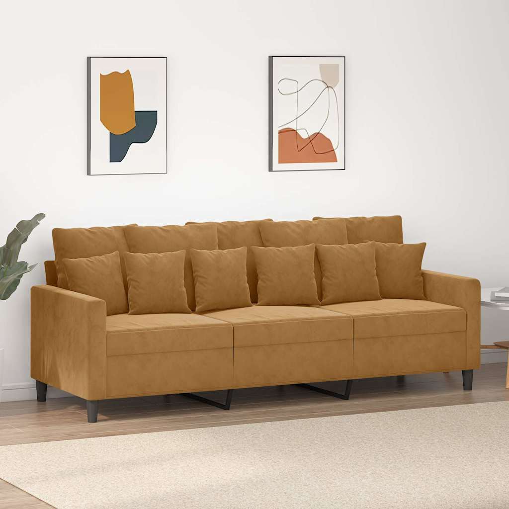 vidaXL 3-Sitzer-Sofa Braun 180 cm Samt