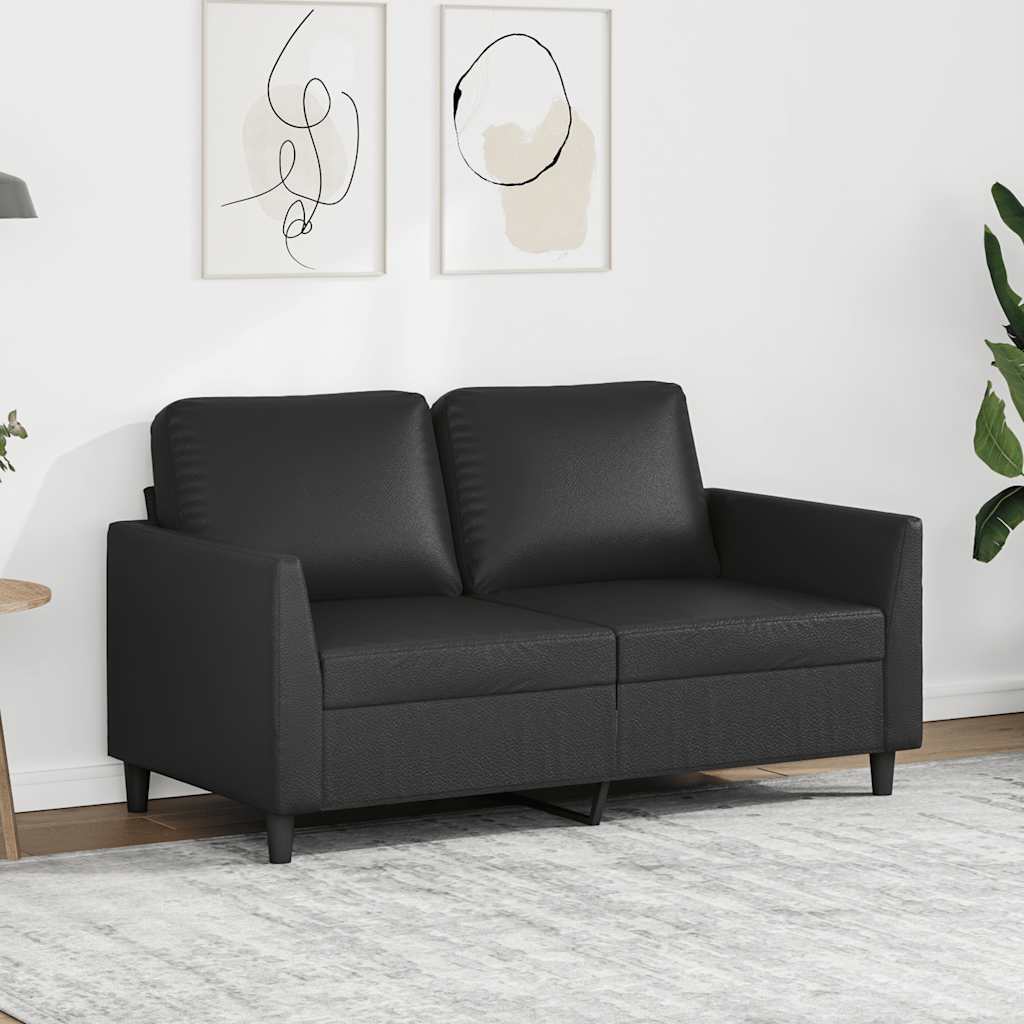 vidaXL Canapea cu 2 locuri, negru, 120 cm, piele ecologică
