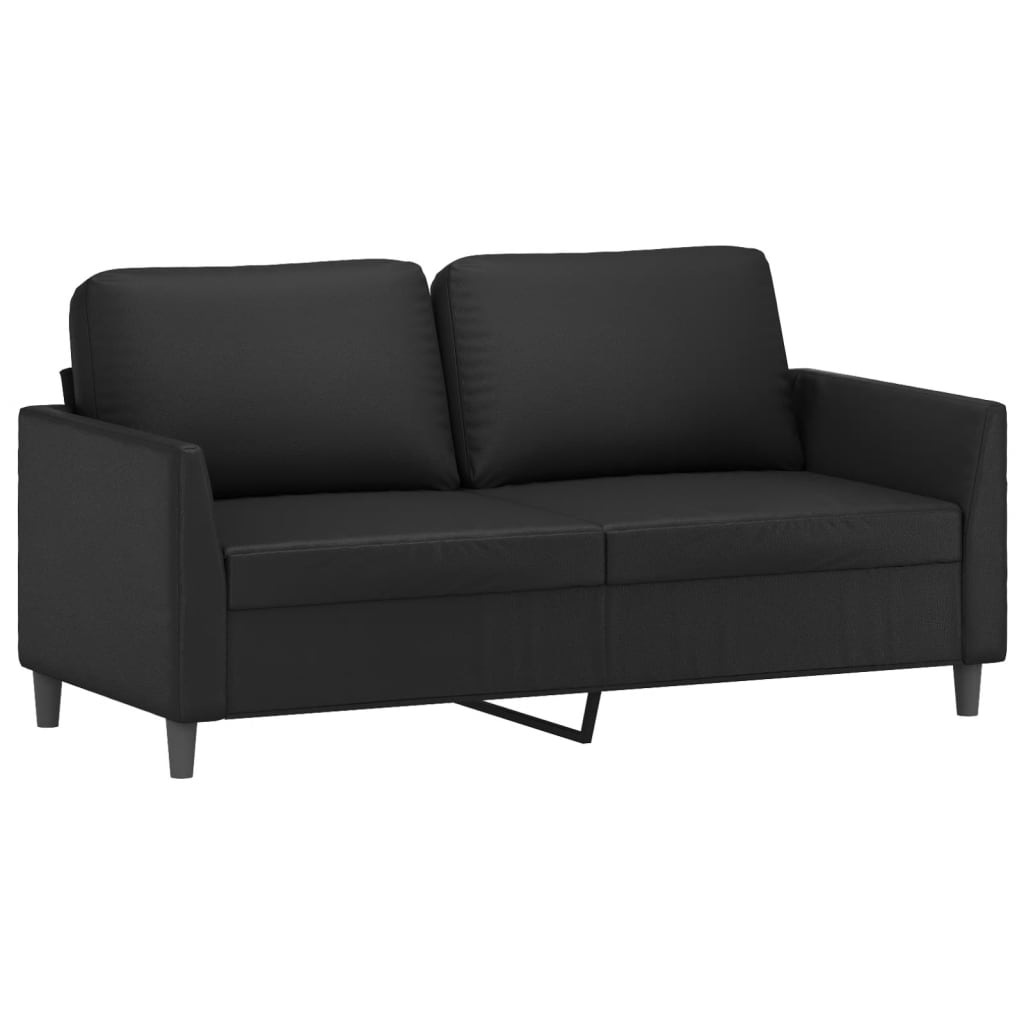 Canapea cu 2 locuri, negru, 140 cm, piele ecologică