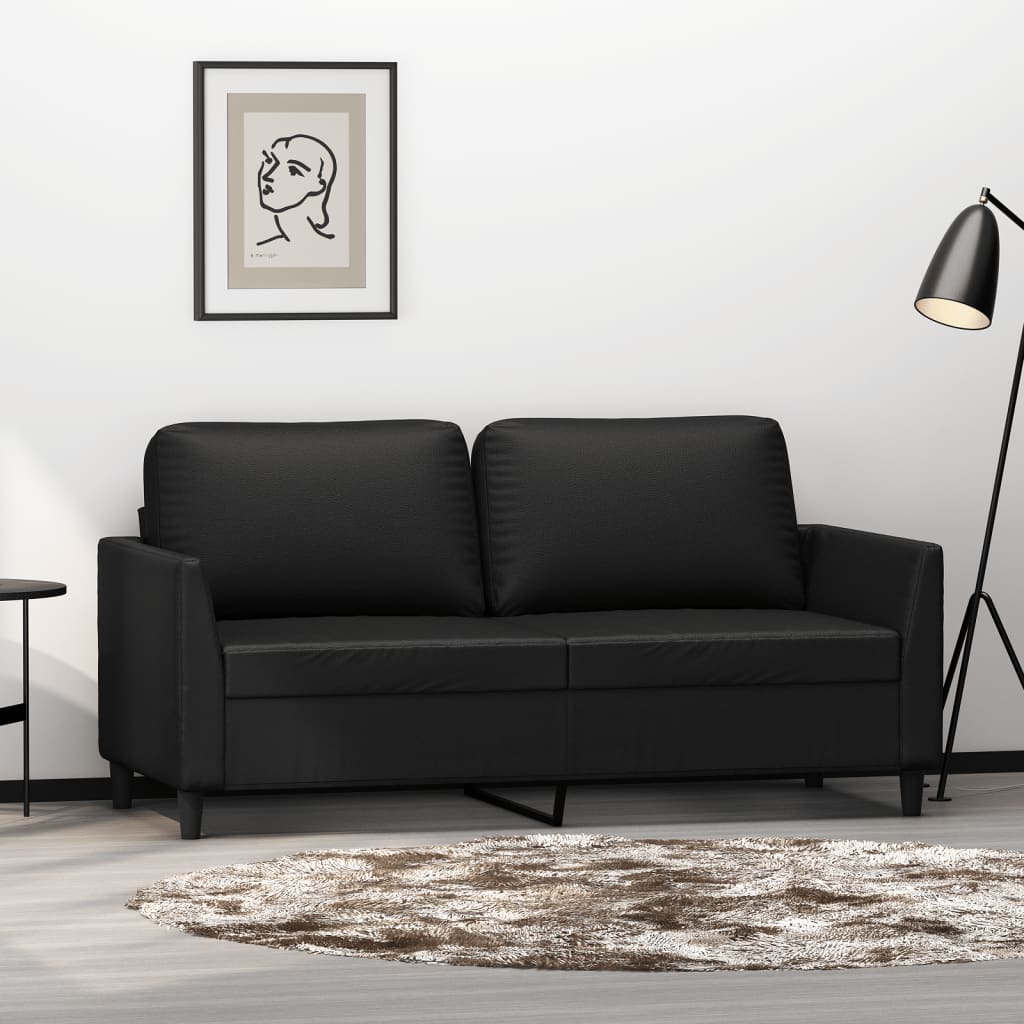 vidaXL 2-Sitzer-Sofa Schwarz 140 cm Kunstleder