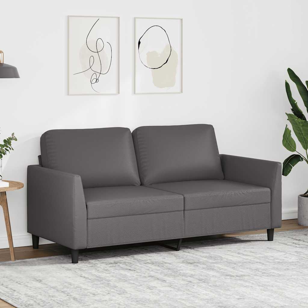 vidaXL 2-Sitzer-Sofa Grau 140 cm Kunstleder