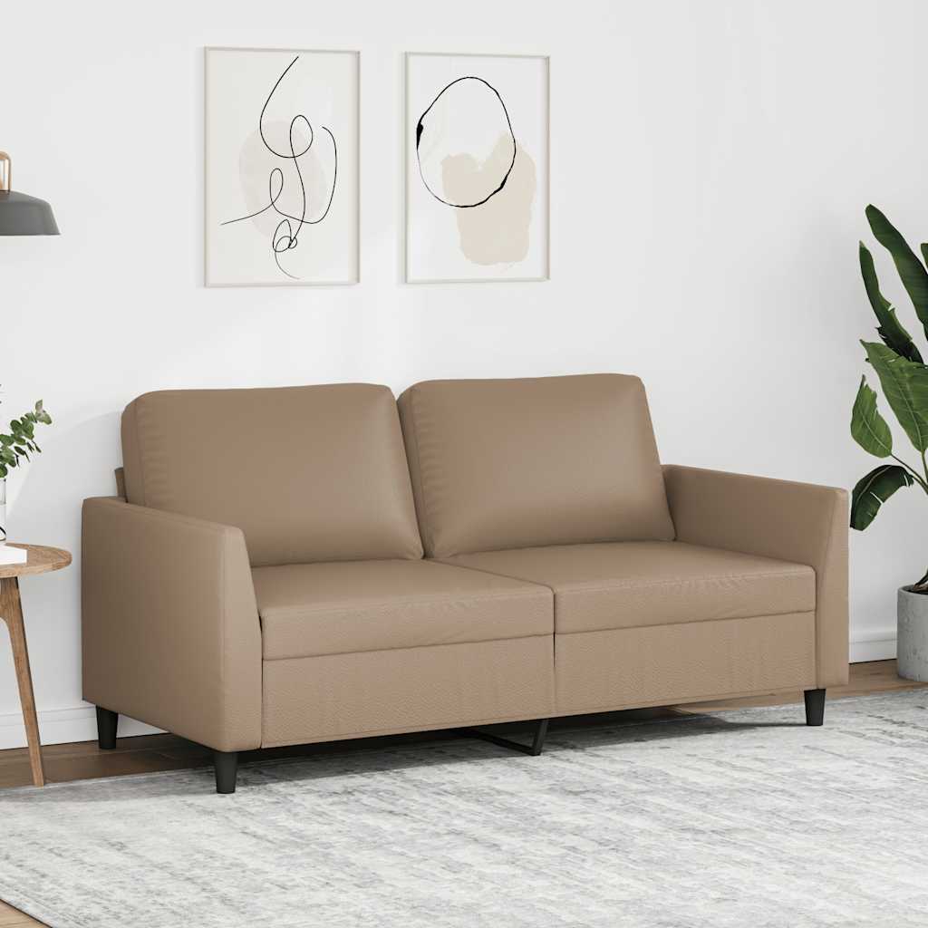 vidaXL Canapea cu 2 locuri, cappuccino, 140 cm, piele ecologică