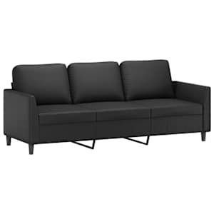 vidaXL kolmekohaline diivan, must, 180 cm, kunstnahk