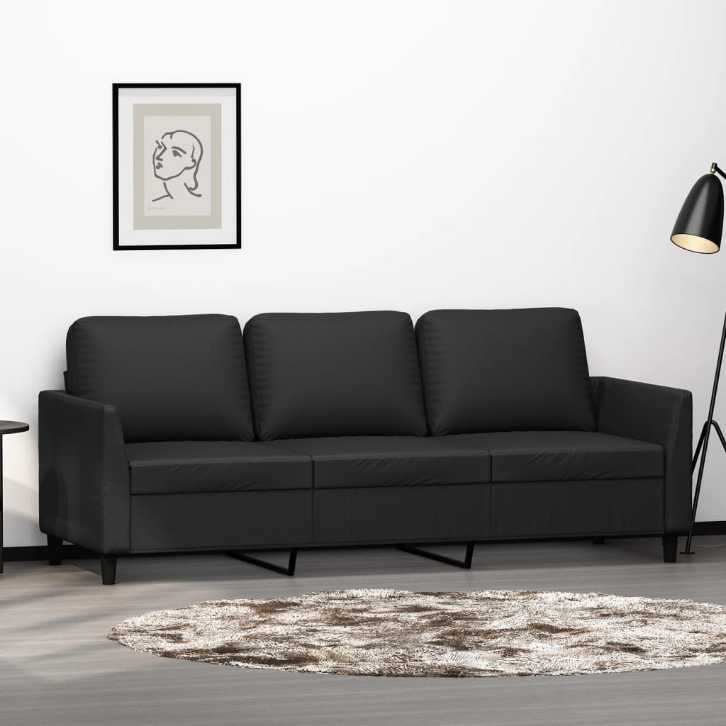 vidaXL 3-Sitzer-Sofa Schwarz 180 cm Kunstleder