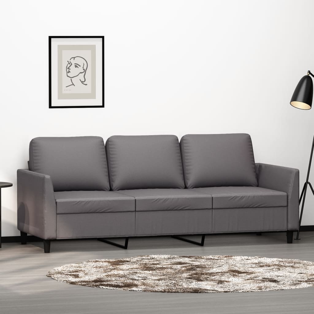 vidaXL 3-Sitzer-Sofa Grau 180 cm Kunstleder