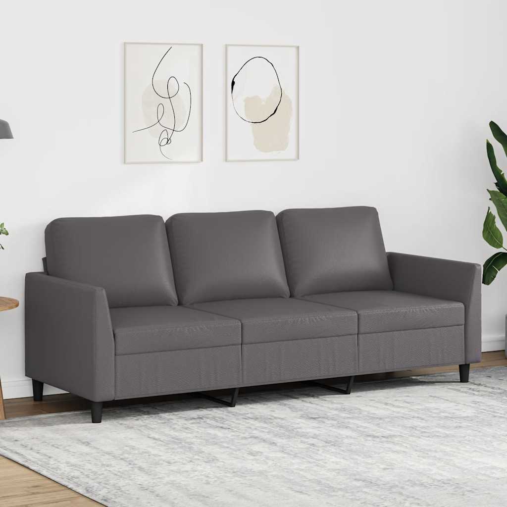 vidaXL 3-Sitzer-Sofa Grau 180 cm Kunstleder