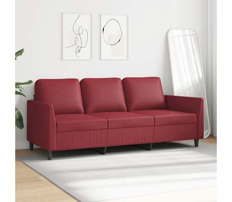 vidaXL Canap&eacute; &agrave; 3 places Rouge bordeaux 180 cm Similicuir