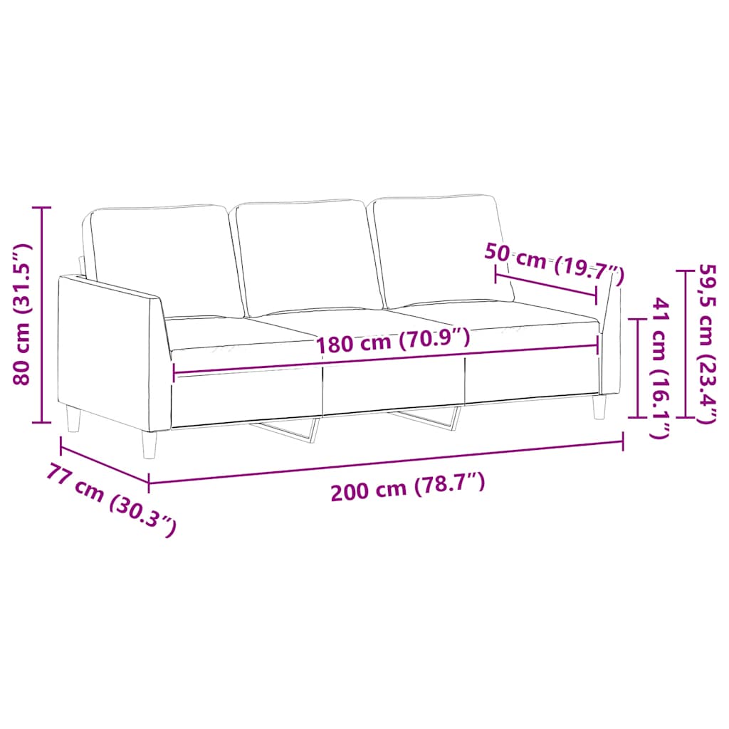 Trosed kapučino barve 180 cm umetno usnje - slika 9