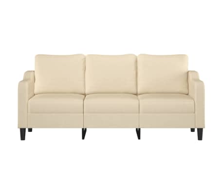 vidaXL Trivietė sofa, kreminės spalvos, 180cm, audinys