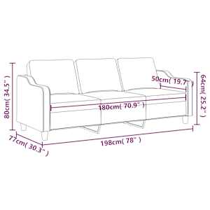 3místná pohovka krémová 180 cm textil - obrázek 8