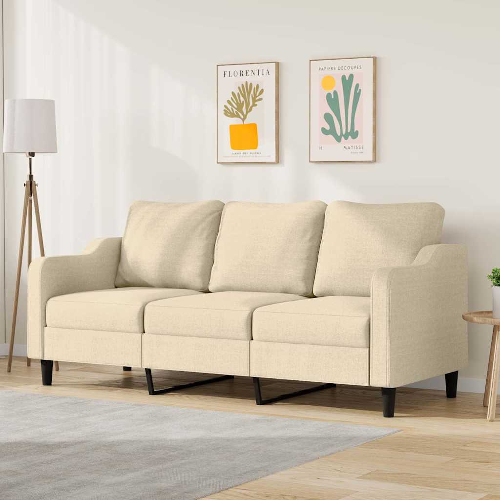 vidaXL 3-Sitzer-Sofa Creme 180 cm Stoff
