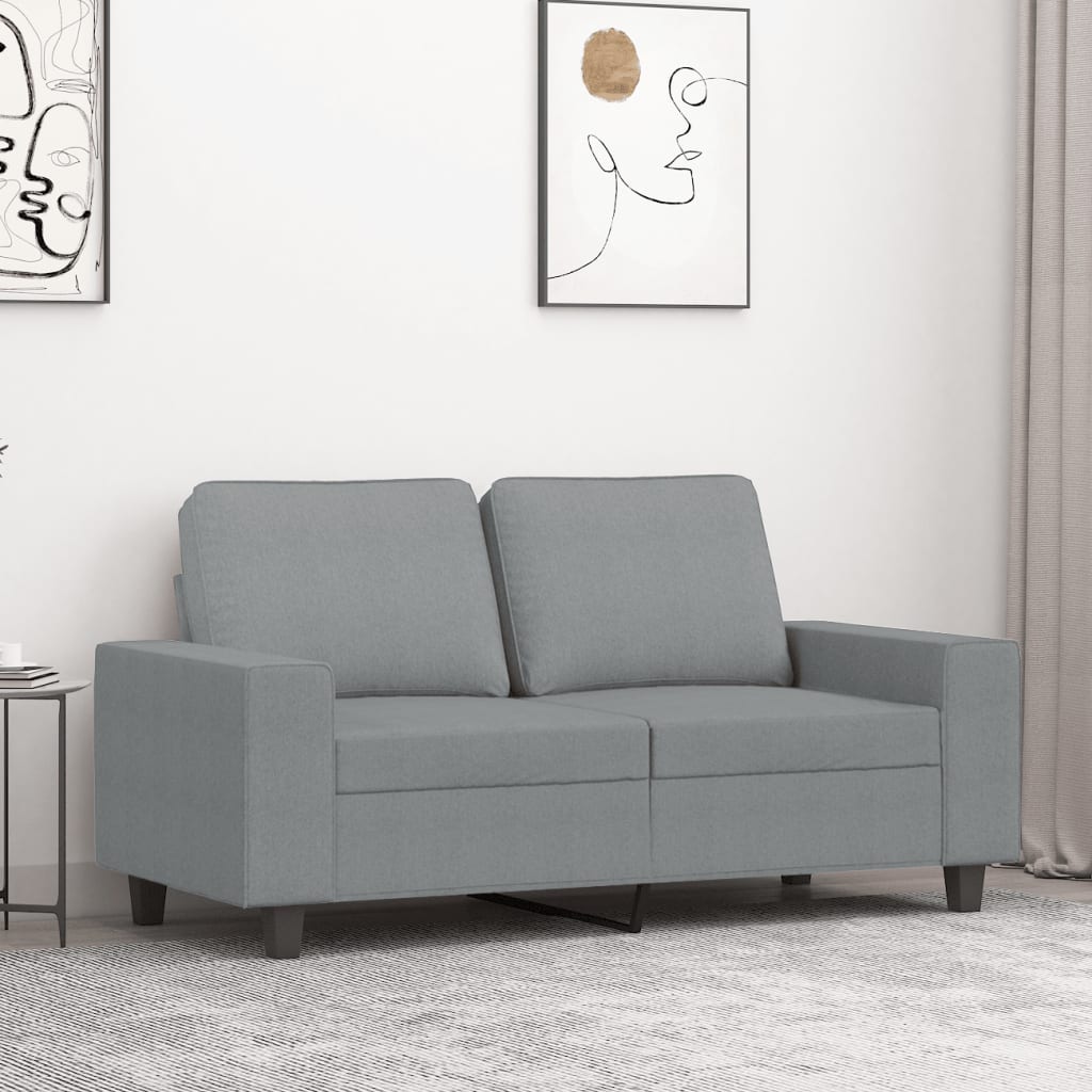 vidaXL Tweezitsbank - 120 - cm - stof - lichtgrijs, foto 2