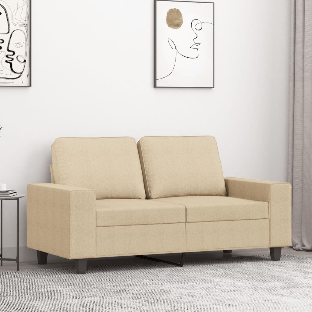 vidaXL Tweezitsbank 120 cm stof crèmekleurig