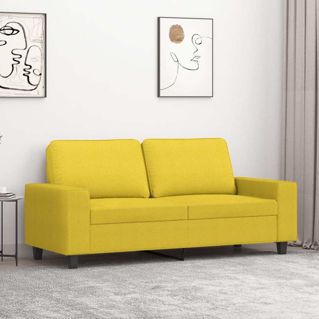 vidaXL Tweezitsbank 140 cm stof lichtgeel geel