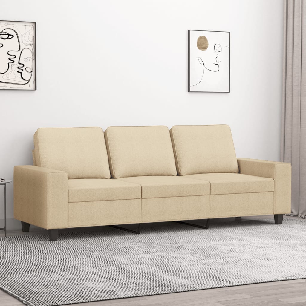 vidaXL 3-Sitzer-Sofa Creme 180 cm Stoff