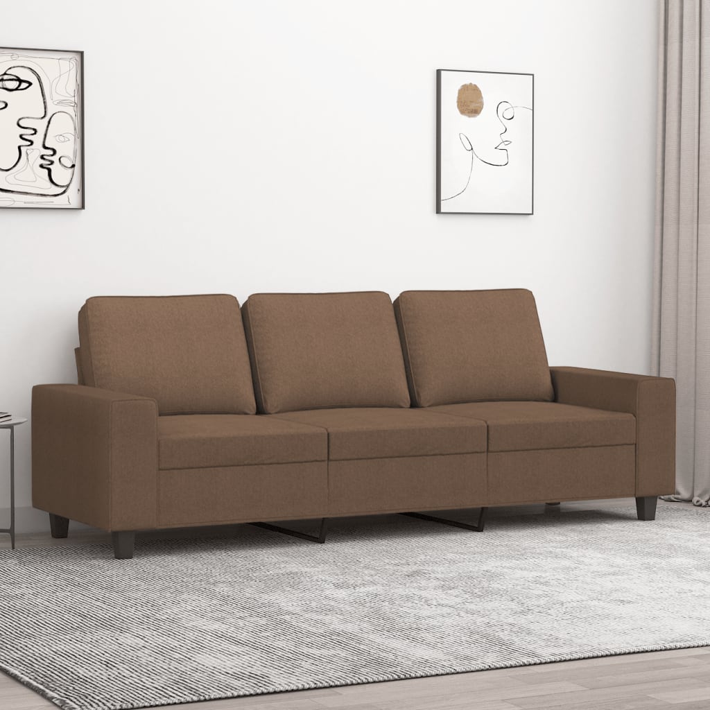 3-personers sofa i stof - brun, sædebredde 180 cm