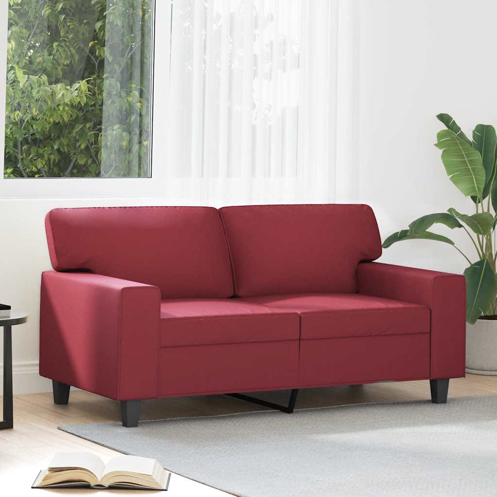 vidaXL 2-Sitzer-Sofa Weinrot 120 cm Kunstleder