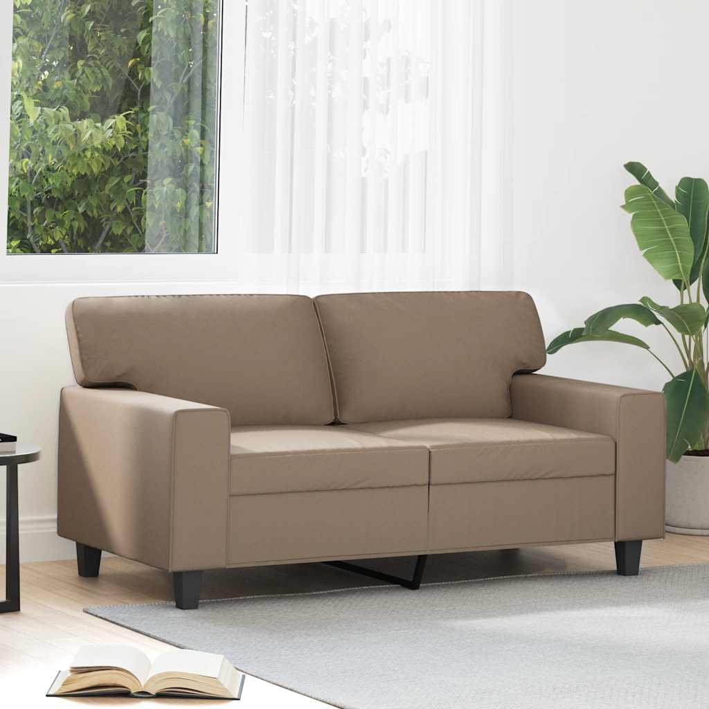 vidaXL Canapea cu 2 locuri, cappuccino, 120 cm, piele ecologică