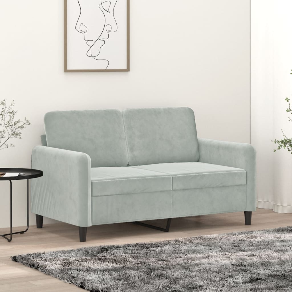vidaXL Canapea cu 2 locuri, gri deschis, 120 cm, catifea