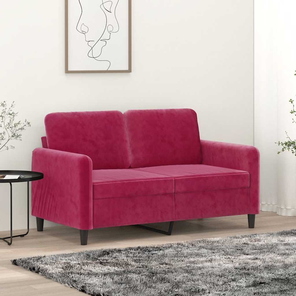 vidaXL 2-Sitzer-Sofa Weinrot 120 cm Samt