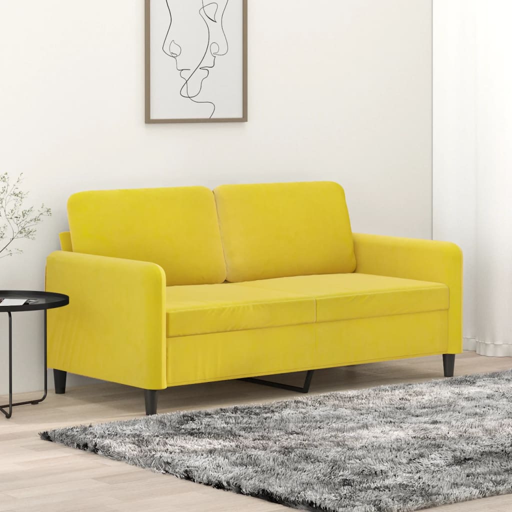 vidaXL 2-personers sofa 140 cm fløjl gul