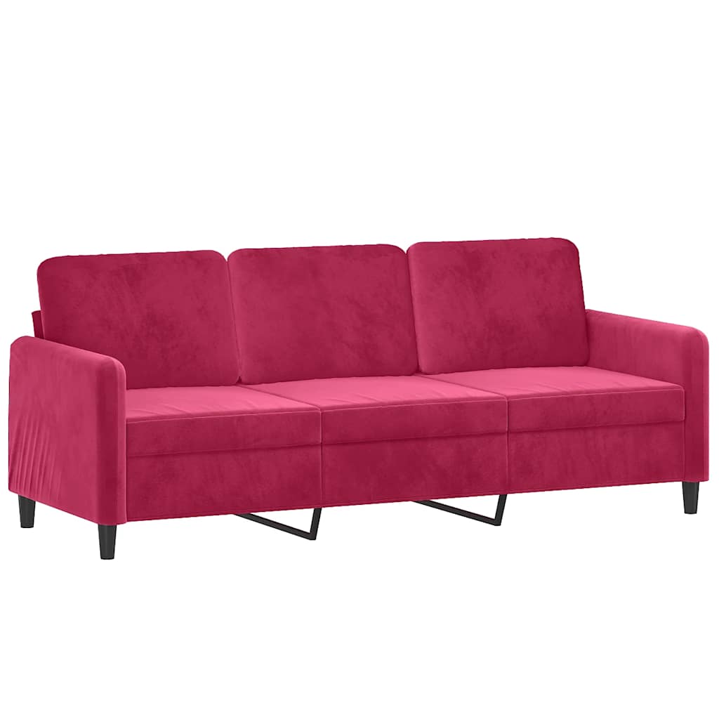 Thumbnail - vidaXL 3-Sitzer-Sofa Weinrot 180 cm Samt