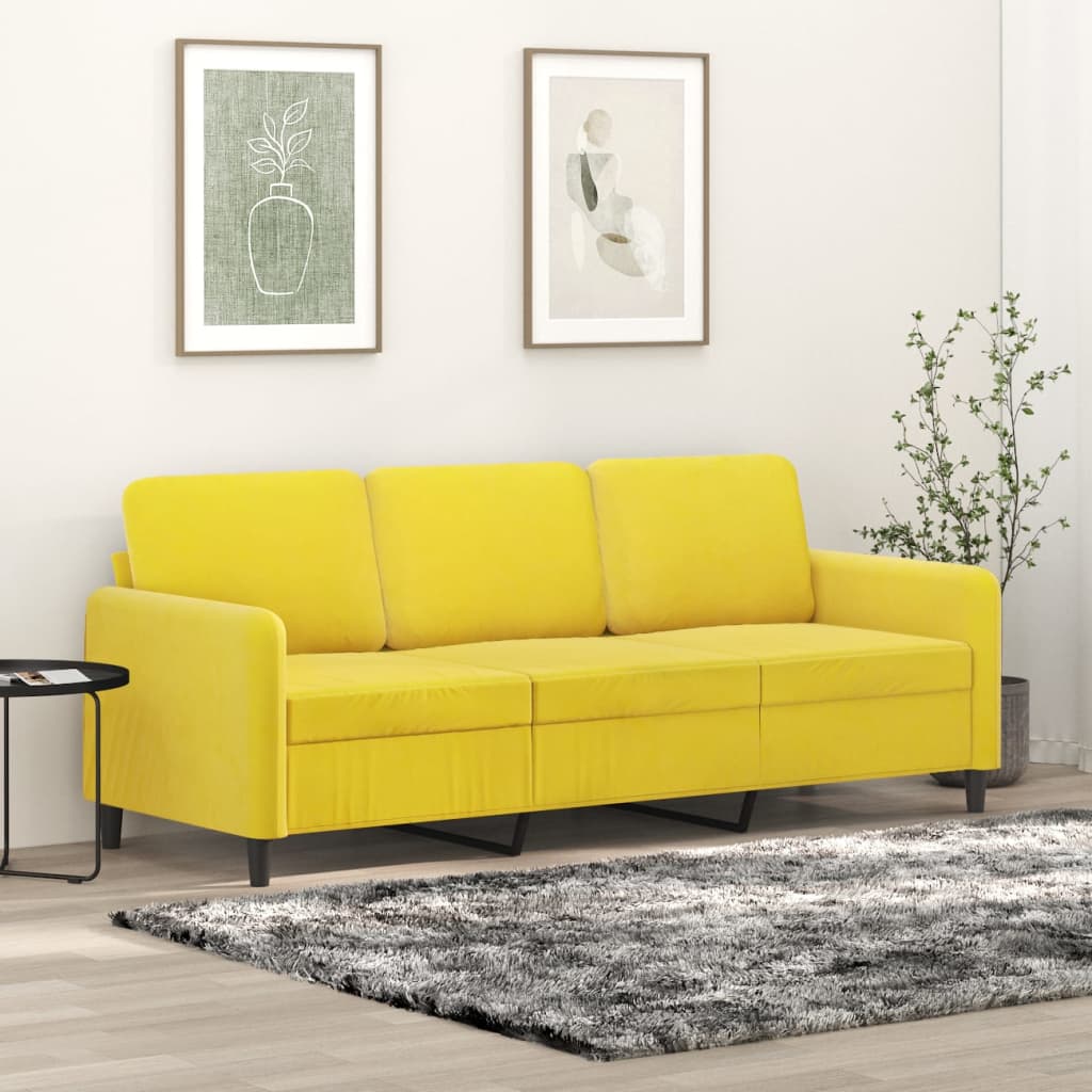5: vidaXL 3-personers sofa 180 cm velour gul