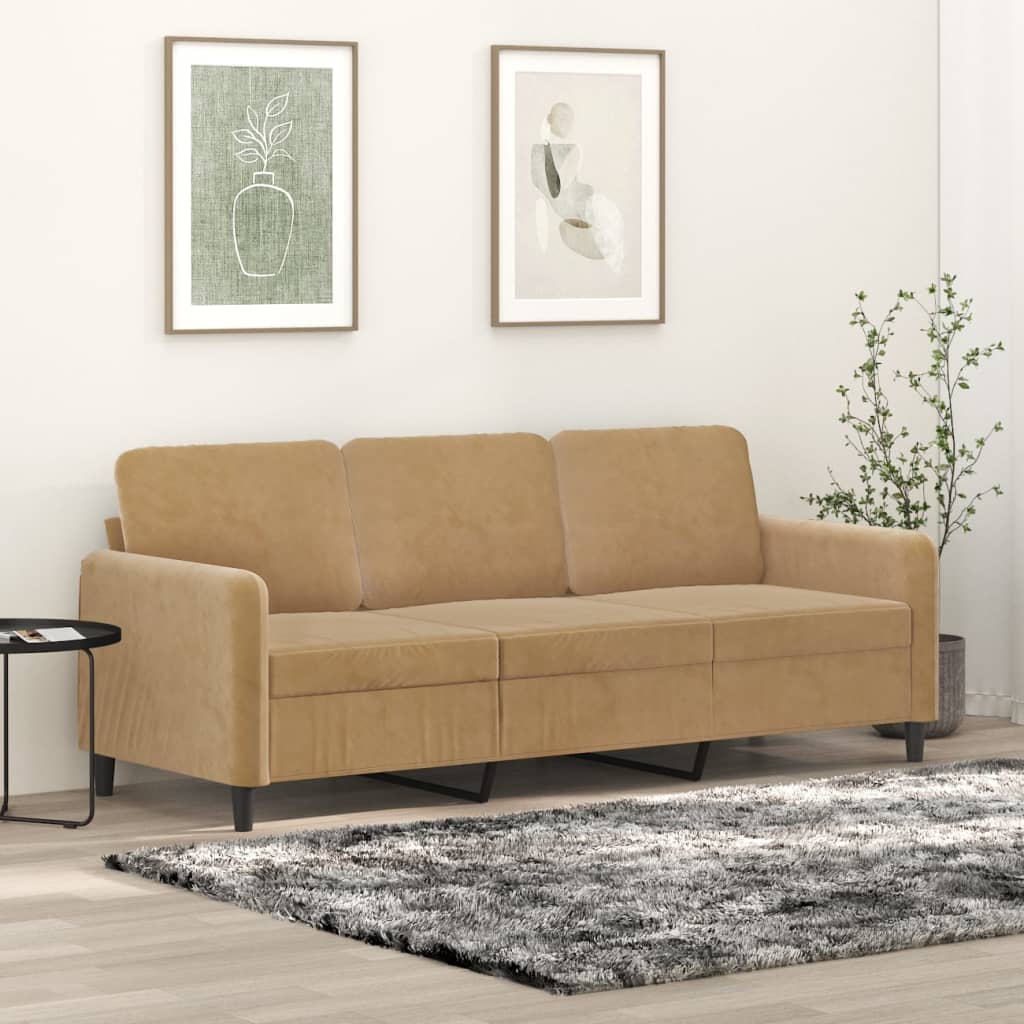 vidaXL 3-Sitzer-Sofa Braun 180 cm Samt