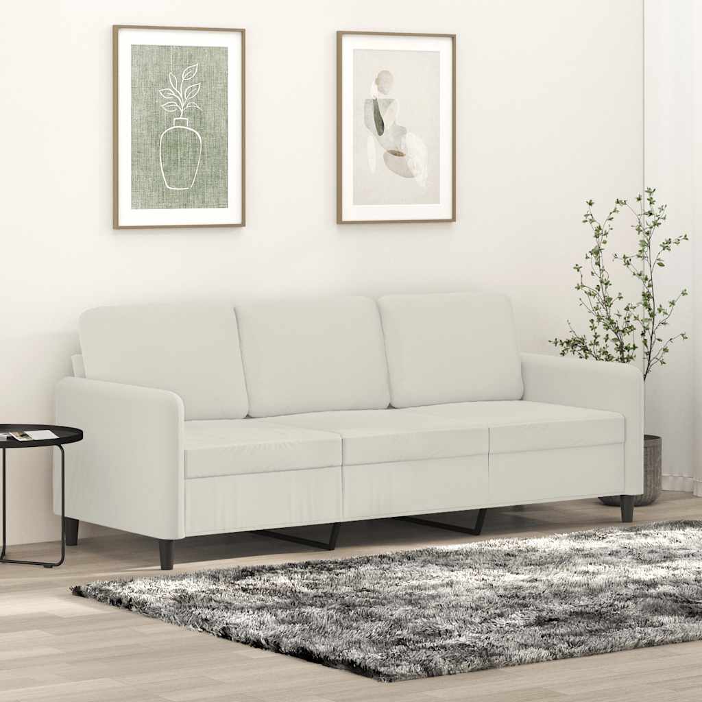 vidaXL 3-Sitzer-Sofa Creme 180 cm Samt