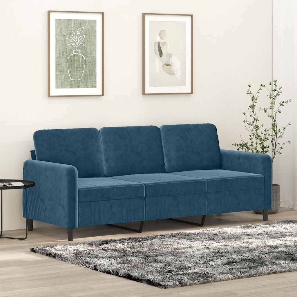 vidaXL 3-Sitzer-Sofa Blau 180 cm Samt