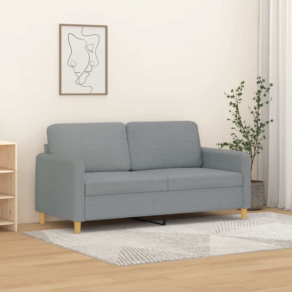 vidaXL Tweezitsbank 140 cm stof lichtgrijs grijs