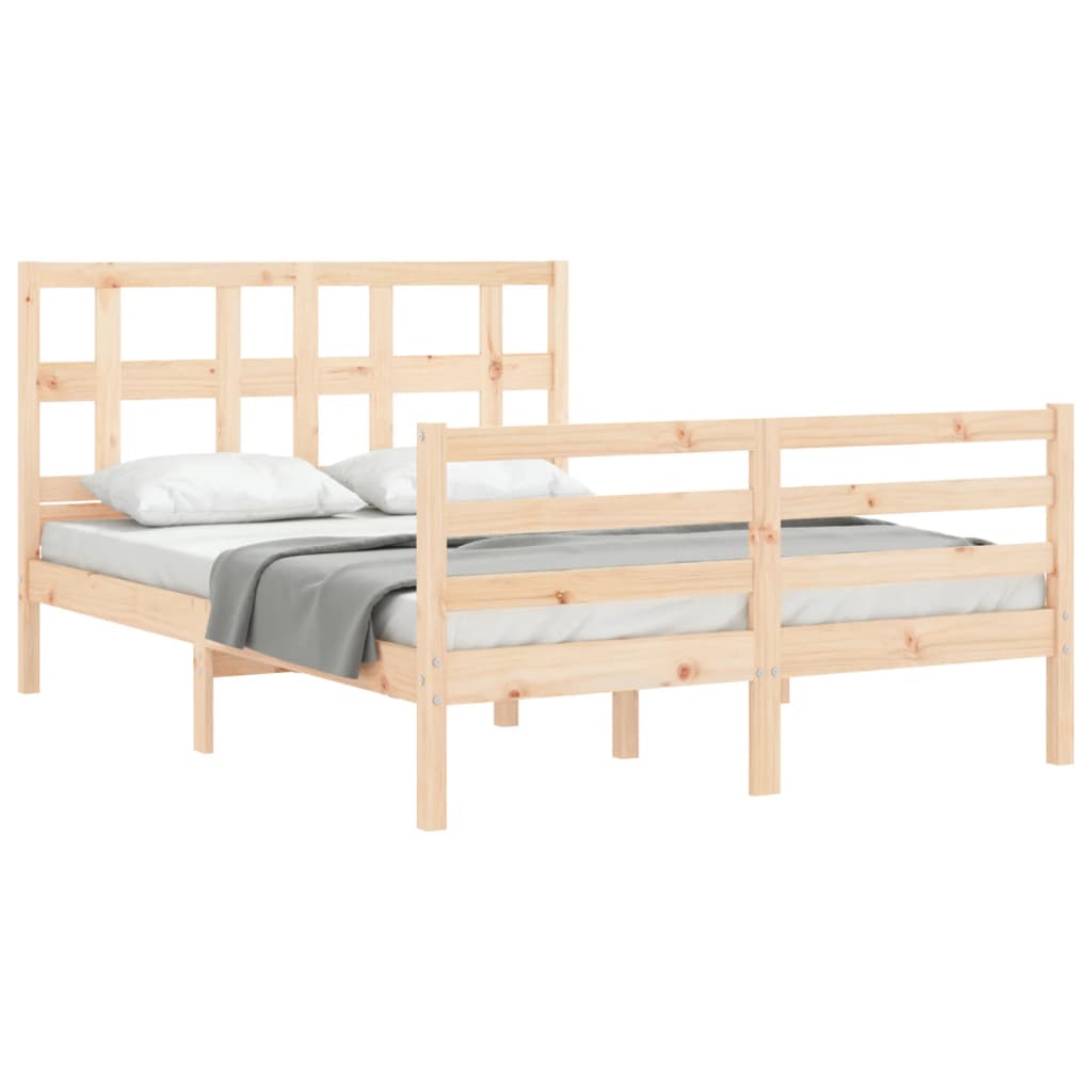 Bedframe met hoofdbord massief hout 140x200 cm - Afbeelding 5