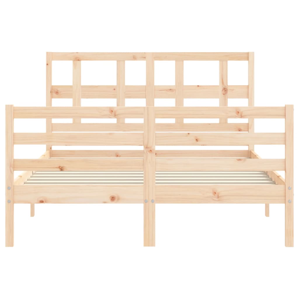 Bedframe met hoofdbord massief hout 140x200 cm - Afbeelding 6