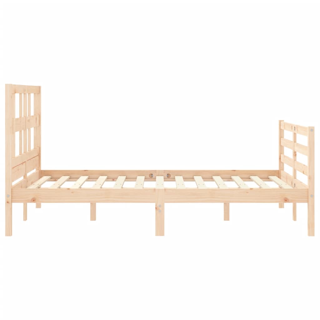 Bedframe met hoofdbord massief hout 140x200 cm - Afbeelding 7