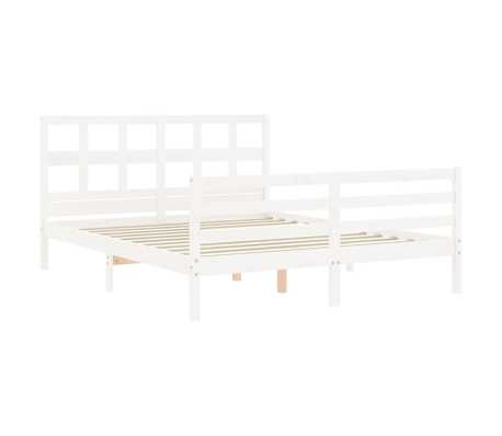 vidaXL Giroletto con Testiera Bianco King Size in Legno Massello
