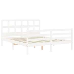 vidaXL Giroletto con Testiera Bianco King Size in Legno Massello