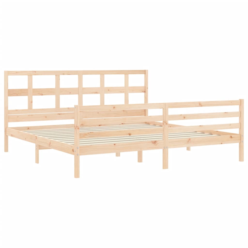 vidaXL Bedframe met hoofdbord massief hout afbeelding