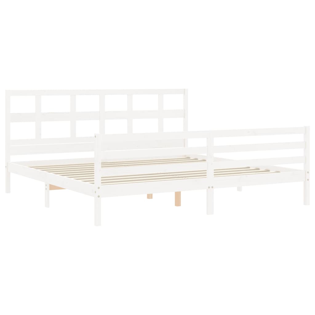 vidaXL Bedframe met hoofdbord massief hout wit 200x200 cm afbeelding