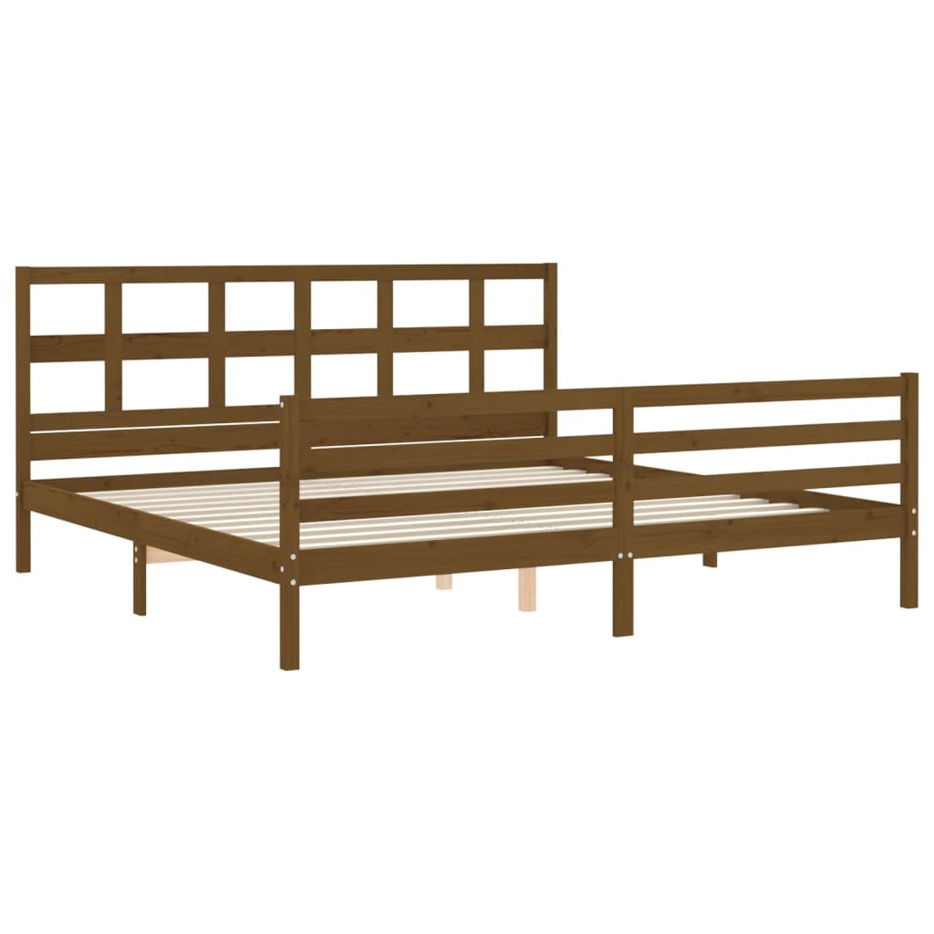 vidaXL Bedframe met hoofdbord massief hout honingbruin 200x200 cm afbeelding