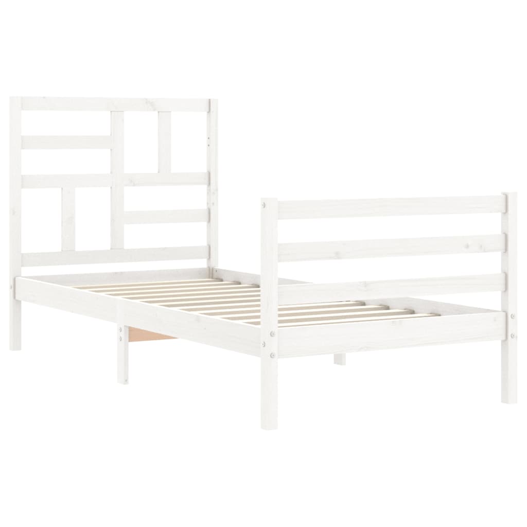 vidaXL Bedframe met hoofdbord massief hout wit afbeelding