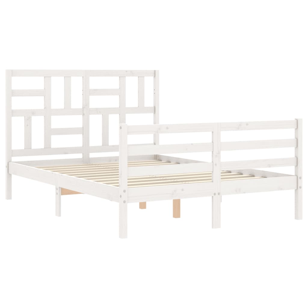 vidaXL Bedframe met hoofdbord massief hout wit afbeelding
