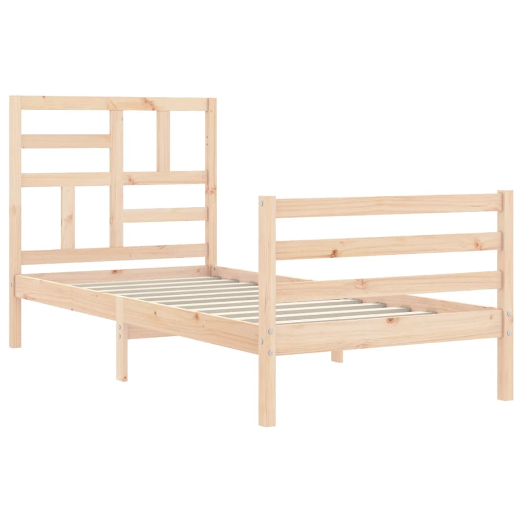vidaXL Bedframe met hoofdbord massief hout 100x200 cm afbeelding