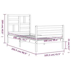 Rám postele s čelem 100 x 200 cm masivní dřevo - obrázek 12