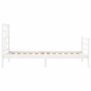 Rám postele s čelem bílý 100 x 200 cm masivní dřevo - obrázek 7
