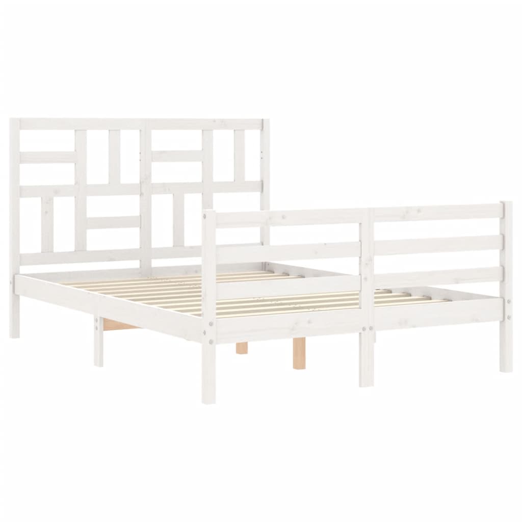vidaXL Bedframe met hoofdbord massief hout wit 120x200 cm afbeelding