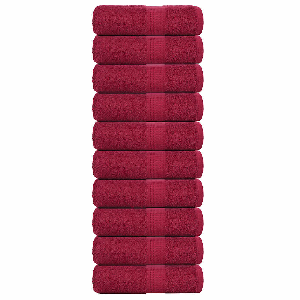 vidaXL Ručníky na mytí FROGN 10 ks bordó 30x30 cm 360 g/m²